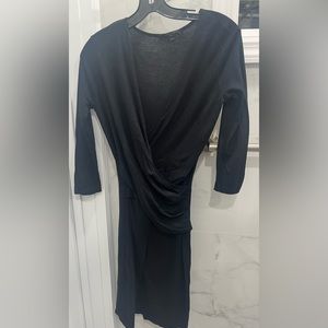 AllSaints Adria V-Neck Ruched Front Dress with 3/4 Sleeve (S)